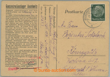 275555 - 1942 KT AUSCHWITZ / předtištěný lístek zaslaný do Prot