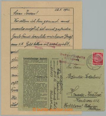 275558 - 1942 KT AUSCHWITZ / předtištěná obálka včetně dopisu 