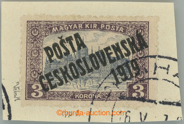 275597 -  Pof.116, 3K fialová / šedá, na malém výstřižku s fra