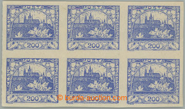 275611 -  Pof.22, 200h ultramarínová, vodorovný 6-blok; vada lepu 