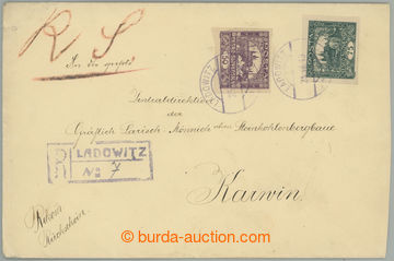 275626 - 1919 R-dopis v tuzemsku + Doručenka, poštovné 125h uhraze