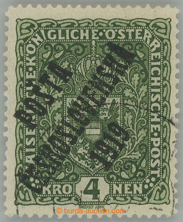 275627 -  Pof.50aI, Znak 4K tmavě zelená, úzká, přetisk II. typ,