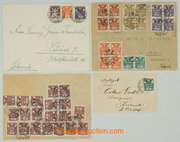 275640 - 1924 sestava 4ks celistvostí, 3x adresováno do Švýcarska