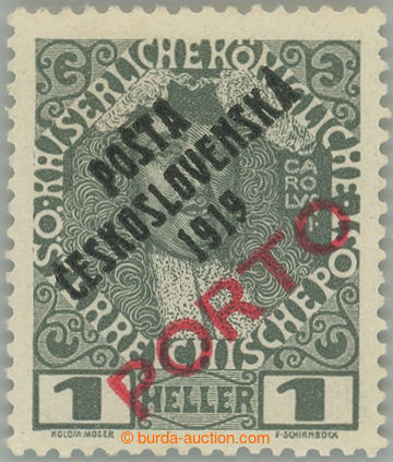 275645 -  Pof.83, Přetisk PORTO 1h šedá / červená, I. typ; nále