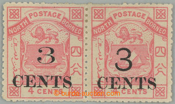 275651 - 1886 SG.18+18a, Znak 4c s přetiskem 3 CENTS, ve 2-pásce vl