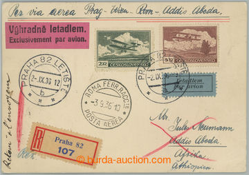 275690 - 1936 PRAHA - ETIOPIE / R+Let lístek zaslaný do Addis Abeba