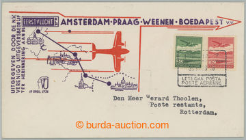 275696 - 1936 1. LET AMSTERDAM - PRAHA / obálka s přítiskem 1. let