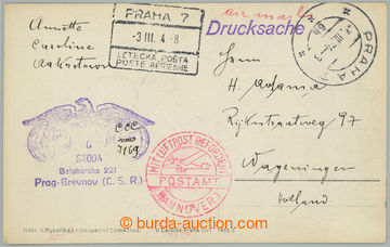 275697 - 1934 PRAHA - NIZOZEMÍ / pohlednice zaslaná jako Let-Tiskop