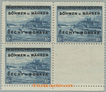 275730 -  Pof.19KPd, Bratislava 10Kč modrá, 4-blok se 3 zn. a 1 kup