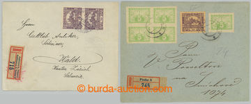 275740 - 1919-1920 sestava 2ks R-dopisů vyfr. 1x svislou 2-páskou 5