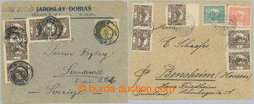 275744 - 1919-1920 sestava 2ks dopisů vyfr. mj. 5x hodnotou 1h hněd