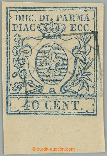 275774 - 1857-1859 Sass.11, Heraldická lilie 40c modrá s dolním ok