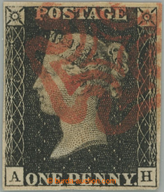 275788 - 1840 SG.2, PENNY BLACK, písmena A-H, TD neurčena; raz. če