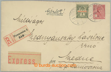 275793 - 1917 SLOVENSKO / R+Ex dopis vyfr. zn. FJI. 1K červená a sp