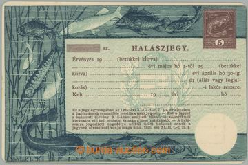 275796 - 1925 MAĎARSKO / nepoužitý rybářský lístek s přitišt