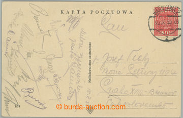 275815 - 1933 FOTBAL / ČSR REPREZENTACE / pohlednice zaslaná z Var�
