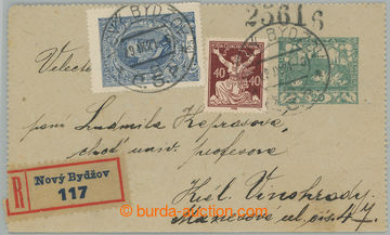 275817 - 1921 CZL1, zálepka Hradčany 20h zelená, zaslaná jako R v