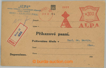 275826 - 1932 PŘÍKAZOVÉ PSANÍ / formulářová obálka se znakem 