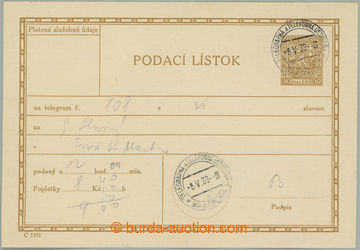 275870 - 1939 CPL3C, čs. podací lístek na telegram ve slovenské m