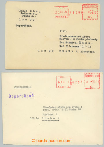 275882 - 1980 VÝPLATNÍ STROJ / sestava 2ks dopisů s červenými R 