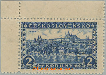 275883 - 1926 Pof.225x, Prague 2CZK blue, UL corner piece, parchment 