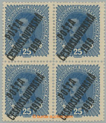 275886 -  Pof.40 Ob, Karel 25h modrá, 4-blok s úplnými obtisky př