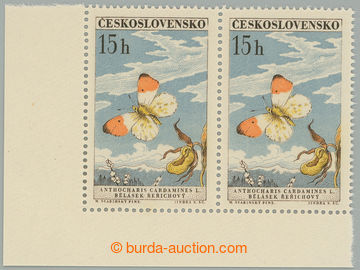 275891 - 1961 Pof.1217II, Motýli 15h, levá dolní rohová 2-páska 