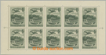 275894 - 1951 Pof.PL L33, Lázně 6Kčs zelená, 10-blok z TD A1, už