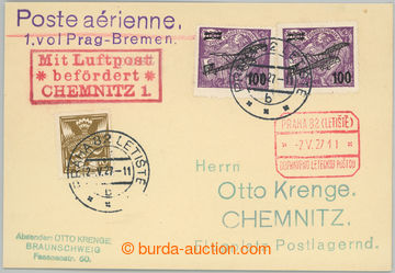 275914 - 1927 1. let PRAHA - SASKÁ KAMENICE (Chemnitz), lístek zasl