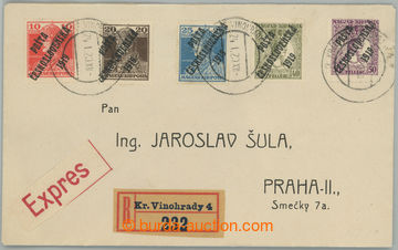 275915 - 1920 filatelistický motivovaný R+Ex dopis, vylepena komple