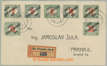 275916 - 1920 filatelistický motivovaný R dopis, vylepeno 7ks dopla