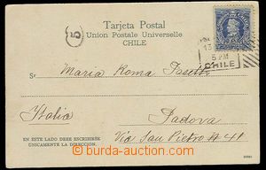 27592 - 1901 pohlednice zaslaná do Itálie, vyfr. zn. Kryštof Kolu