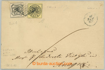 275932 - 1867 dopis vyfr. zn. Znak 4BAJ a 8BAJ, Sass.5Ab+9, kosočtve
