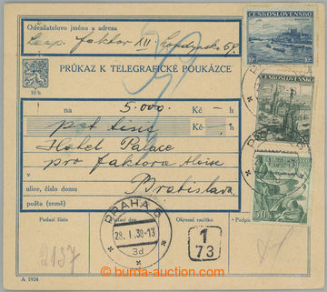 275935 - 1938 Průkaz k telegrafické poukázce (A1924), celý formul
