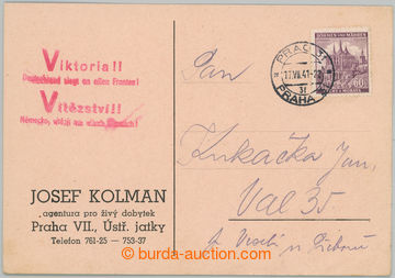 275946 - 1941 VIKTORIA / firemní lístek s otiskem dvojjazyčného r