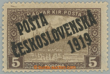 275964 -  Pof.117, 5K hnědá, II. typ přetisku; po nálepce, zk. Mr