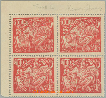 275975 -  Pof.173B II, 100h červená s HZ 13¾ : 13½, levý horní 