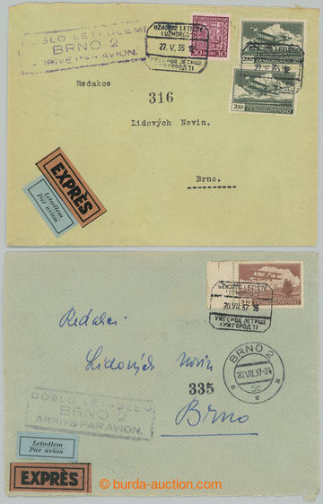 275978 - 1935-1937 UŽHOROD - BRNO / sestava 2ks Let+Ex dopisů adres