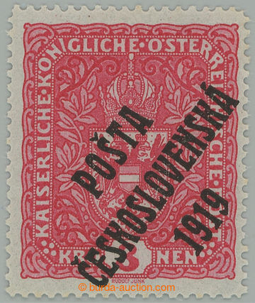276447 -   Pof.49I, Coat of arms 3 Koruna light red, high size, overp