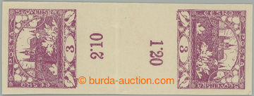 276692 -  Pof.2Mp(2), 3h violet, 2-stamps. folded opposite facing gut
