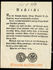 27694 - 1769 Rakousko  Nachricht (oznámení) z Vídně ze dne 25.3.