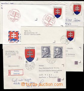 27951 - 1993 4ks dopisů vyfr. prvními slovenskými zn., Zsf.1, 2.,