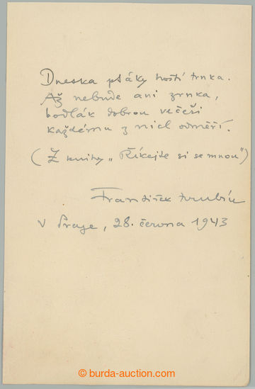 279921 - 1943 HRUBÍN Francis (1910-1971), important Czech writer, poe