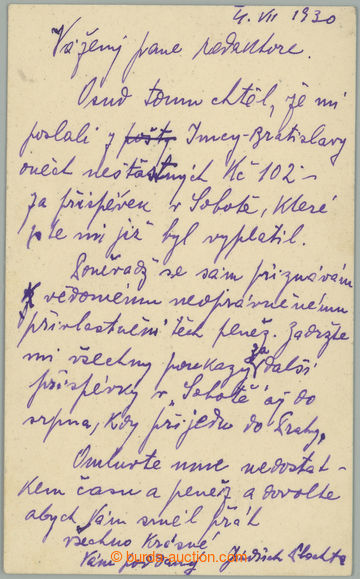 280077 - 1930 PLACHTA Henry (one's own name Henry Šolle, 1899–1951), 