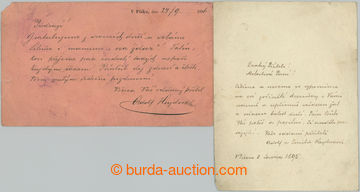 280161 - 1886, 1895 HEYDUK Adolf (1835-1923), important Czech poet an