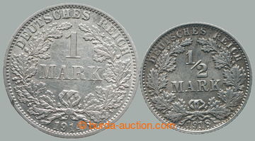 280691 - 1914, 1918 NĚMECKÉ CÍSAŘSTVÍ / Vilém II. (1888 - 1918), ½ ma