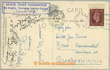 280840 - 1938 ZÁJEZD ČESKÉ FILHARMONIE / postcard sent from tour to E