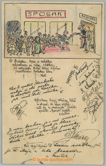 280888 - 1934 SPOSAK / by hand drawn postcard with četnými veršovánka