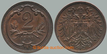 281028 - 1901 František Josef I. (1848-1916), 2 haléř 1901 b.z.; velm