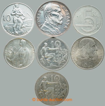 281052 - 1928-1957 SESTAVA / 6 Ag mincí: 5Kč 1928 + 2x 10Kč 1932 + 10